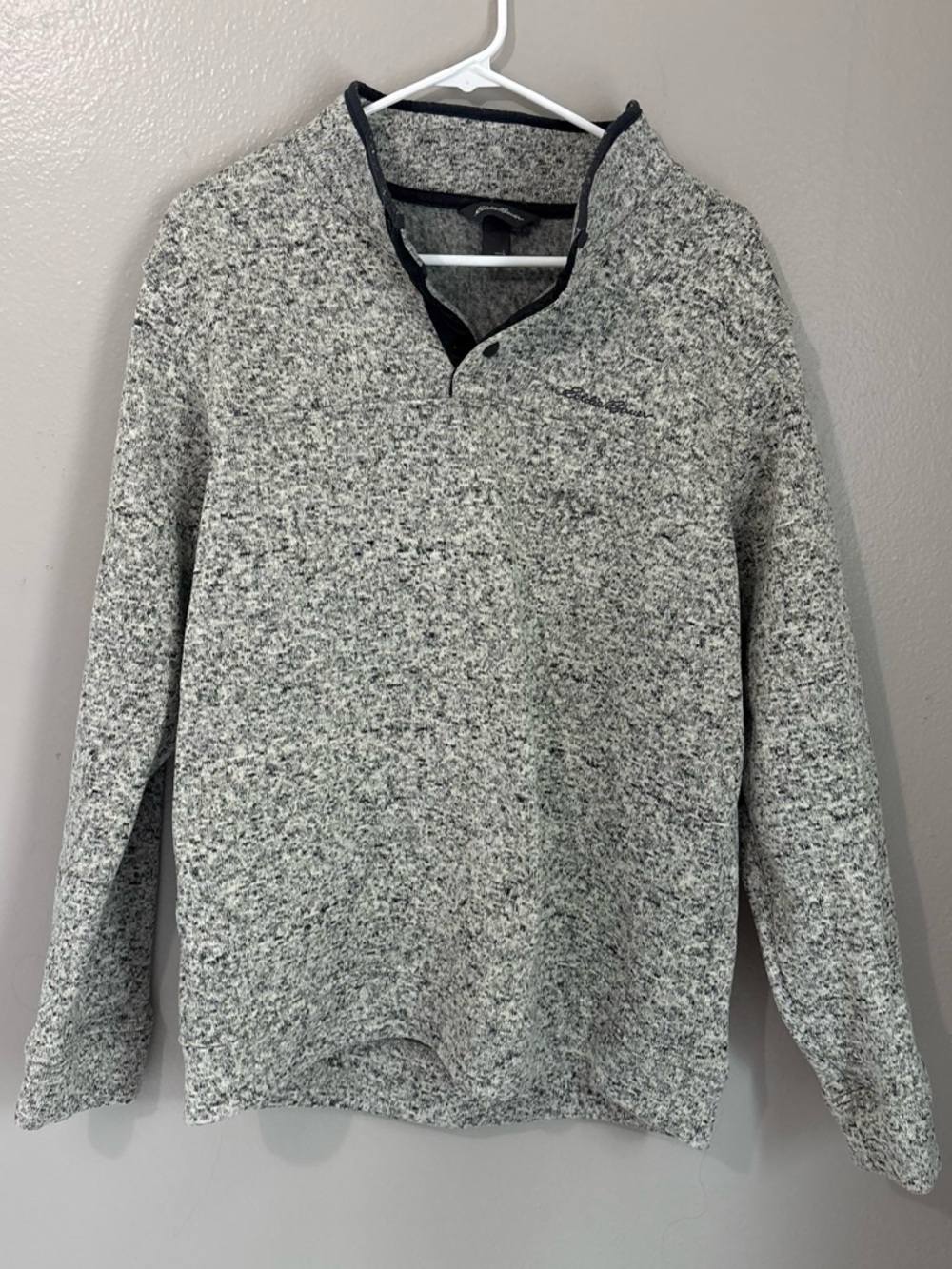 Eddie Bauer Gray Marled Quarter-Snap Pullover